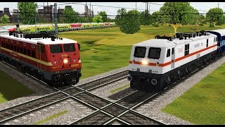 Two trains crossing each other at Indias Famous Diamond Crossing  Indian Railways [upl. by Akitnahs]