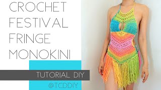 How to Crochet a Festival Fringe Monokini  Tutorial DIY [upl. by Sandon]