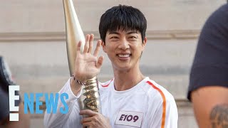 BTS Jin Carrying The Torch in Paris Olympics 2024 [upl. by Ellwood]