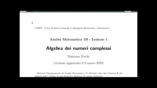 L01  Algebra dei numeri complessi [upl. by Enelegna]