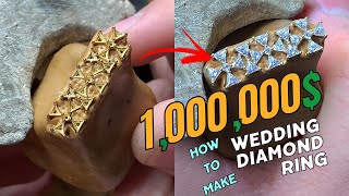 💥 making a luxury wedding ring with a trianglecut diamond💎 How to make a gold Ring [upl. by Keverian]