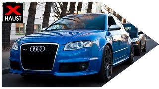 AUDI RS4 exhaust Sound with Custom Exhaust Fly by amp Walkaround [upl. by Martica121]