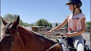 My First Horseback Riding Lesson EVER  Karolina Protsenko [upl. by Kevina377]