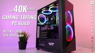 VLOG BEST 40K Php BUDGET GamingEditing PC Build Ryzen 5 3600 I GTX 1660 Super Ph [upl. by Mourant]