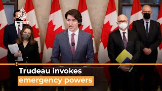 Canadas Trudeau invokes emergency powers in response to trucker protests  Al Jazeera Newsfeed [upl. by Rednael]