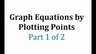 Graphing Equations By Plotting Points  Part 1 [upl. by Notanhoj]