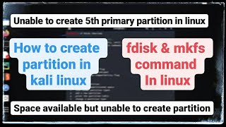 How To Create Partition In Kali Linux  Unabel To Create New Partition  techyrators [upl. by Marder]