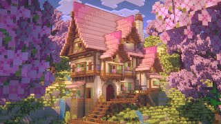 Minecraft 120  Cherry Blossom Survival House Tutorial in 6 Minutes [upl. by Ettennor]