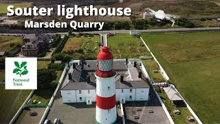 Souter Lighthouse South Shields and Marsden Quarry  DJI MINI 2 4k Drone [upl. by Anairam84]