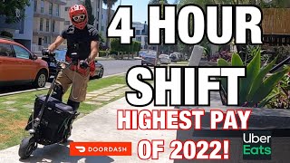 ELECTRIC SCOOTER DELIVERY  BEST SHIFT OF 2022 💰 💵 DOORDASH UBEREATS DUALTRON ULTRA [upl. by Fayola]