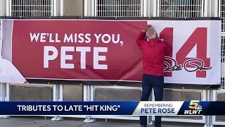 Marty Brennaman first to sign memorial banner for Pete Rose outside GABP [upl. by Akselaw]