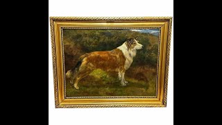 Victorian Oil Painting Rough Scottish Collie Dog By John Trivett Nettleship [upl. by Ojybbob]