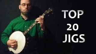 Top 20 Irish Jigs Slow on Tenor Banjo with notes [upl. by Swisher674]