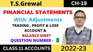 FINANCIAL STATEMENTS WITH ADJUSTMENTS Chapter 8 TSGrewal Solution Questionno8 Class 11 [upl. by Westbrook]