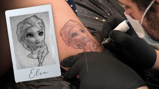 Elsa from FROZEN  Handpoke TATTOO [upl. by Aniroc]