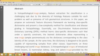 Histopathological Image Classification Using Discriminative Feature Oriented Dictionary Learning [upl. by Islean]