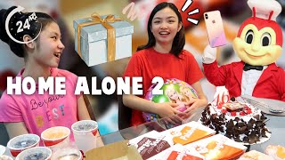 HOME ALONE CHALLENGE PART 2  quot ALL JOLLIBEE FOOD PARTY SA BIRTHDAY NI ALEXA quot  Aurea amp Alexa [upl. by Ronna866]