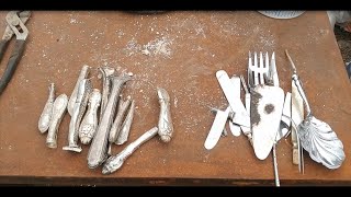 How to Recover Sterling Silver from Silverware and Melt in a Furnace [upl. by Ellicul]