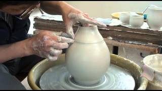 93 Throwing a Closed Porcelain Vase  Bottle with HsinChuen Lin [upl. by Eseilanna]