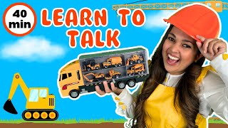 Construction Vehicles Cars Shapes amp Animals For Kids 🚧 🚜 🏎️ 🦘  Ms Moni  Kids Learning Videos [upl. by Adnovahs]