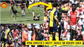 🙆😳 fans fume Ryan Christies nasty tackle on Bukayo Saka before Saka goal in Arsenal vs Bournemouth [upl. by Carmelita980]