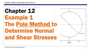 Chapter 12 Shear Strength of Soil  Example 1 The Pole Method to Determine Shear and Normal Stresses [upl. by Carrnan]