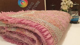 PURPLE COLOUR DESIGNER SAREE IN STONE WORK amp ZARI WORK ZarangStore ZARANGSAREE ZARISAREE [upl. by Anilyx]