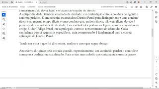 O objetivo desta atividade é que você compreenda e aplique os conceitos de antijuridicidade ou [upl. by Nede]