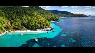 Skopelos Mamma Mia  Alonissos  Skiathos  4K drone  Greece travel [upl. by Wootan210]