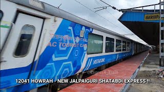 Thundering Vistadome Coach attached 12041 New Jalpaiguri Shatabdi Express flying through Baruipara [upl. by Gabbert]