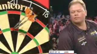 Raymond Van Barneveld 9 Dart Finish at Premier League [upl. by Nagaer994]