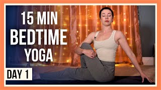 15 min Evening Yoga – Day 1 YOGA FOR FLEXIBILITY AND RELAXATION [upl. by Elleivad777]