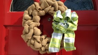 How to make a Burlap Wreath amp Wire Ribbon Bow  Easy Beginner DIY Tutorial [upl. by Ottinger752]