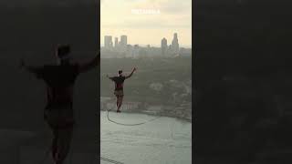 Historic Tightrope Walk Crosses Continents In Istanbul news trtafrika istanbul [upl. by Hevak967]