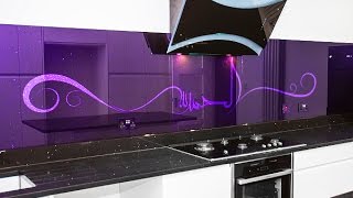 Arabic Purple Magic by Creoglass Design Modern Kitchen Glass Splashbacks 01923 819 684 [upl. by Lathe930]