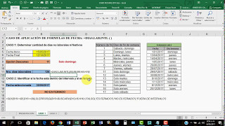 CALCULO DE DÃAS HÃBILES USO DE DIASLABINTL   y SIFECHA en Excel 2016 [upl. by Aleafar]