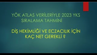 YÖK ATLAS VERİLERİYLE 2023 YKS SIRALAMA TAHMİNİ  DİŞ HEKİMLİĞİ VE ECZACILIK İÇİN KAÇ NET GEREKLİ [upl. by Binetta]