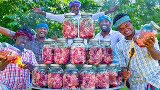 CANNING MEAT  Western Retort Pouch Packaging Method Cooking in Indian Village  Meat in GLASS JAR [upl. by Wallach853]