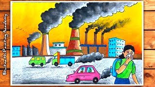 air pollution drawing [upl. by Kinsley242]