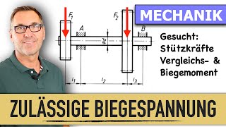 Maximales Biegemoment  Querkraftverlauf  Vergleichsmoment  Flächenträgheitsmoment  Durchmesser [upl. by Hsirap904]