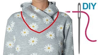 VAusschnitt Kapuze in Sweatshirt nähen – DIY Zierstoff Schnittmuster quotMatteaquot [upl. by Veta474]