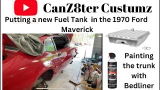 Installing a new Fuel Tank in the 1970 Ford Maverickpainting trunk with Bed Liner paint [upl. by Spiros628]