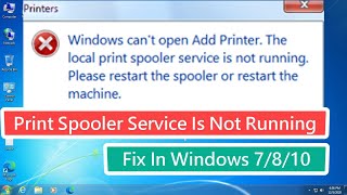 Print Spooler Service Is Not Running  Windows 10 [upl. by Joceline]