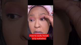 How to install eyelashes eyelashes makeuptutorial blackgirlmakeup makeup [upl. by Eicak738]