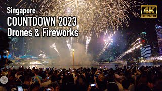 Singapore  Marina Bay Countdown 2023  Drones amp Fireworks [upl. by Brianna750]