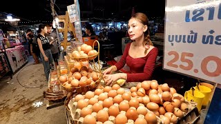 Cheap street food in Laos Vientiane night market [upl. by Euqinahs]