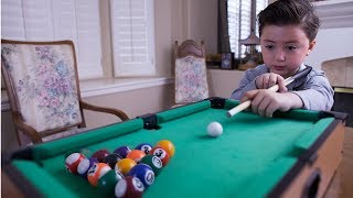 6 Yearold billiard prodigy playing with a mini pool table [upl. by Ybrad679]