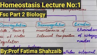 Homeostasis Lecture No 1Fsc part 2 Biology lecturesBiology by Fatima Shahzaib [upl. by Nairehs]