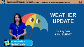 Public Weather Forecast issued at 4AM  July 28 2024  Sunday [upl. by Mccurdy]