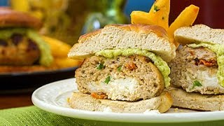 Sicilian Cheese Stuffed Turkey Burger Pretzel Bun Cooking Instructions [upl. by Armillda]